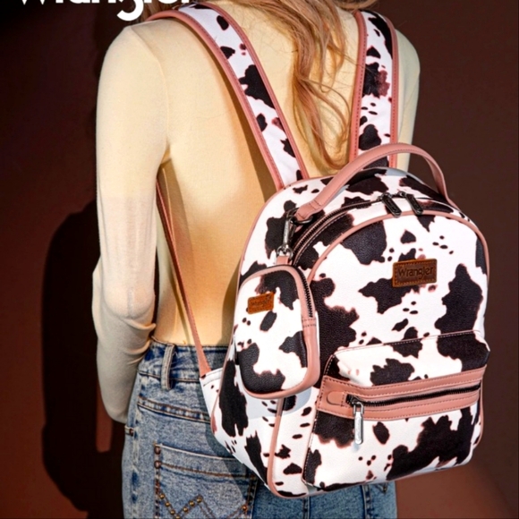 Wrangler Cow Print Backpack With Coin Pouch - Pink - Picture 4 of 7
